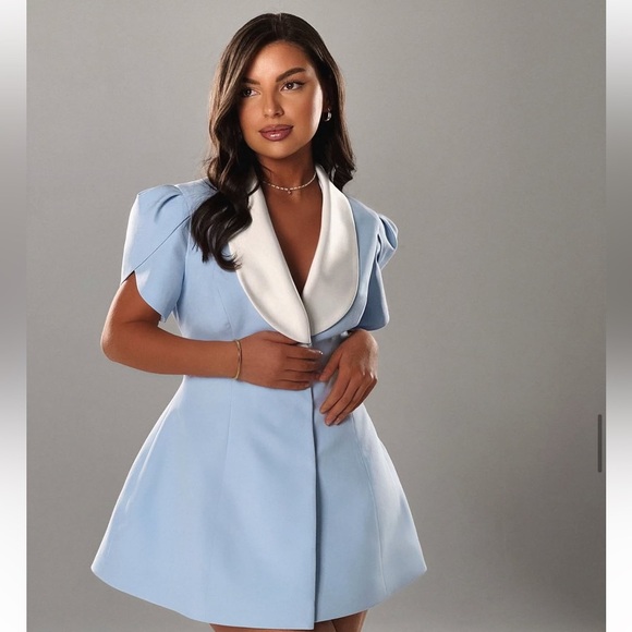 LIKLAB BABY BLUE MINI DRESS BLOGGER FAVORITE NEW WITH TAGS! - Picture 4 of 16